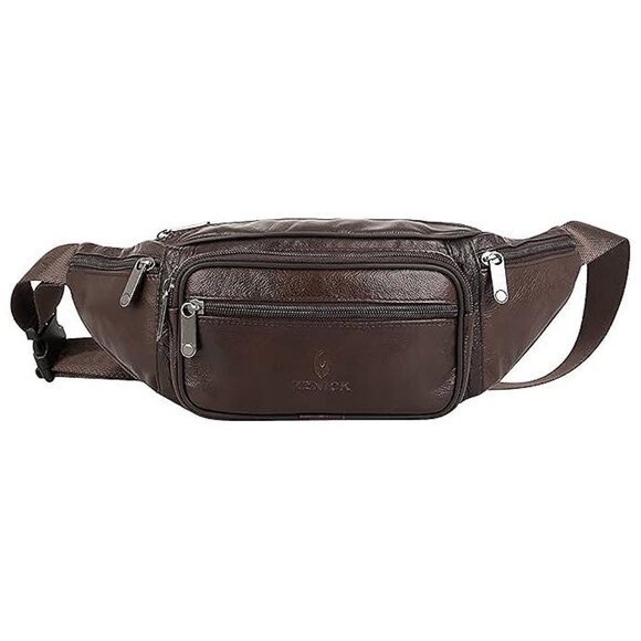 Genuine Leather Fanny Pack/Waist Bag/Organizer , Brown-861 Medium - Picture 9 of 9